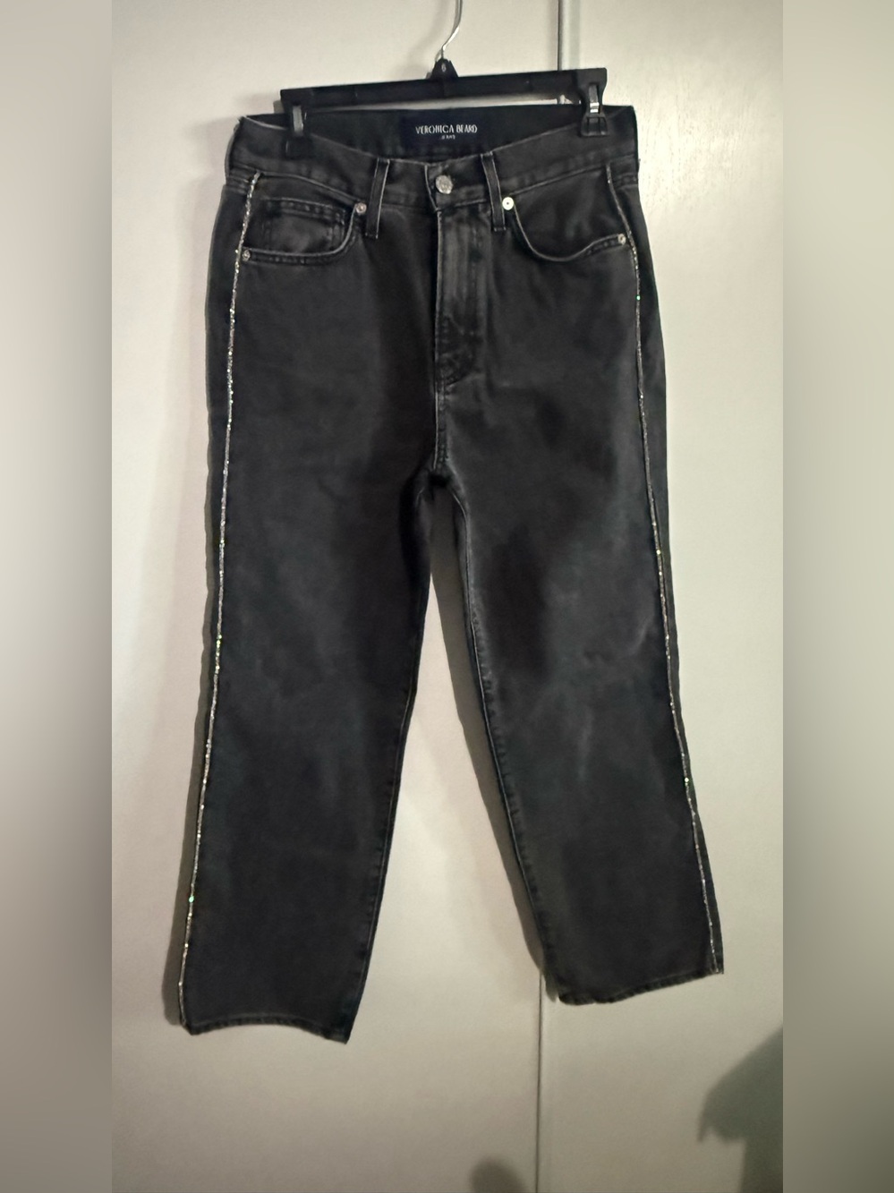 Veronica Beard Black Jeans with rhinestone Side Trim size27